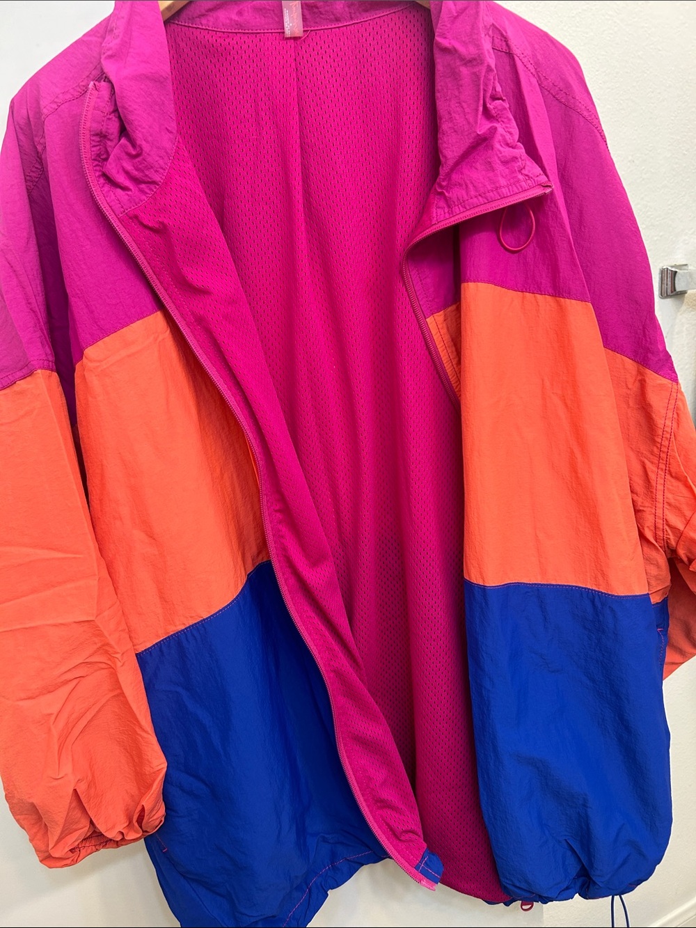 FP Movement by Free People Pink, Orange & Blue Colorblock Bomber Jacket